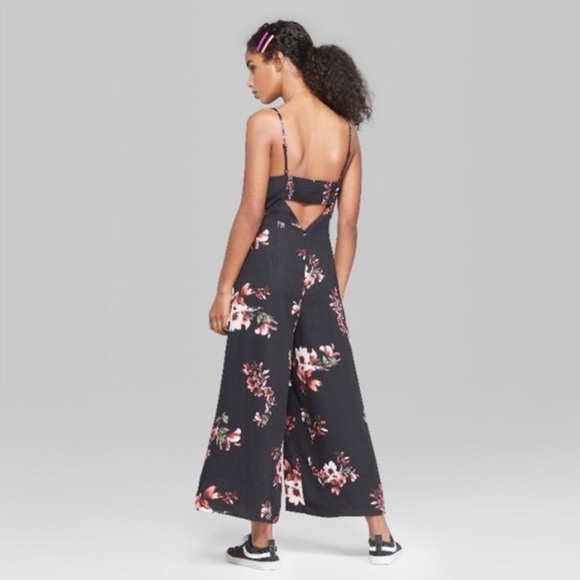 Gorgeous, Black Floral Spaghetti Strap Jumpsuit - Picture 2 of 8